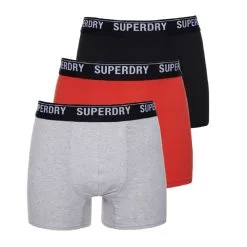 Lot 3 Boxers Superdry Multi Triple Pack Black / Orange / Grey Déstockage