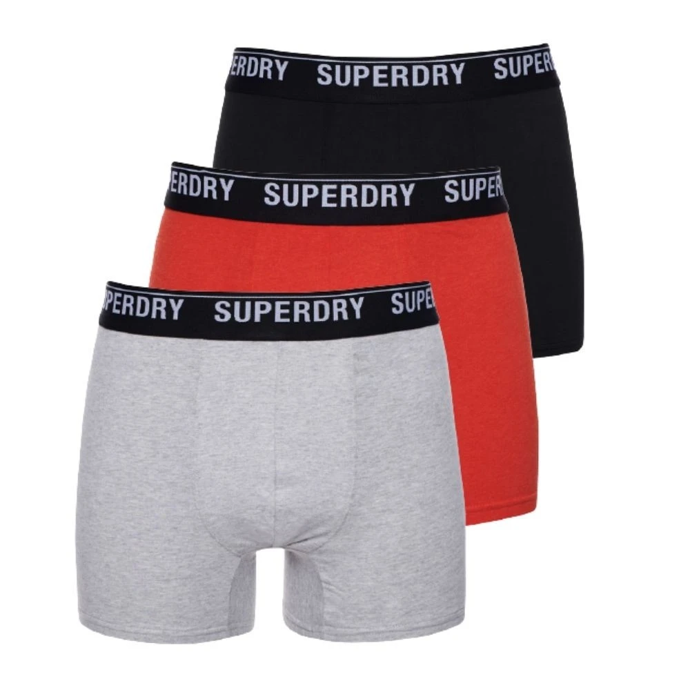 Lot 3 Boxers Superdry Multi Triple Pack Black / Orange / Grey Déstockage