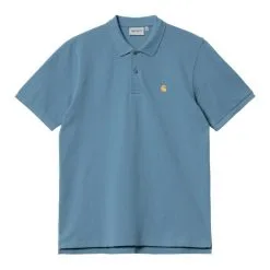 Polo Carhartt S/S Chase Pique Polo Icy Water / Gold En Remise