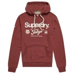 Sweat à Capuche Superdry Core Logo American Classics Pocket Hood Red Déstockage
