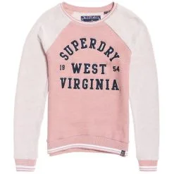 Sweat Superdry Aria Reversed Crew Dusty Rose Snowy Moins Cher