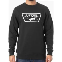 Sweat Vans Men Full Patch Crew Black Soldes