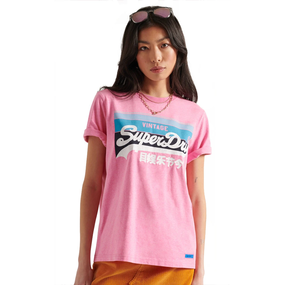 T-shirt Superdry Vintage Logo Cali 180 Fluro Pink Pastel En Remise – Image 2