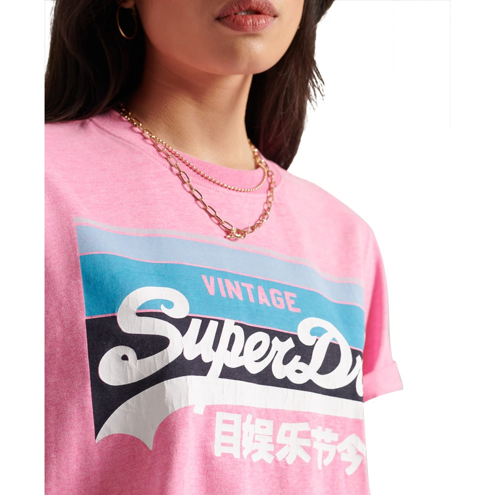 T-shirt Superdry Vintage Logo Cali 180 Fluro Pink Pastel En Remise – Image 3