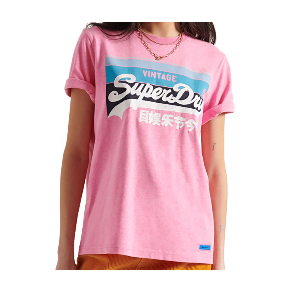 T-shirt Superdry Vintage Logo Cali 180 Fluro Pink Pastel En Remise