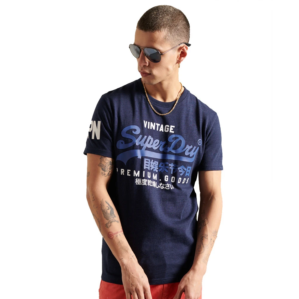 T-shirt Superdry Vintage Logo Ns Midnight Blue Grit Déstockage – Image 2